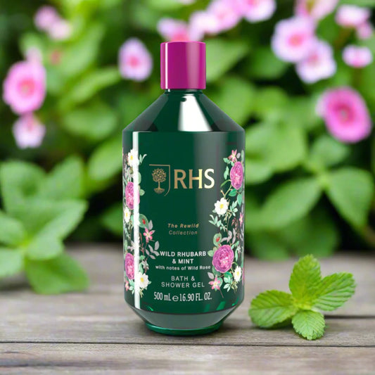 RHS Rewild Rhubarb and Mint Shower Gel 500ml