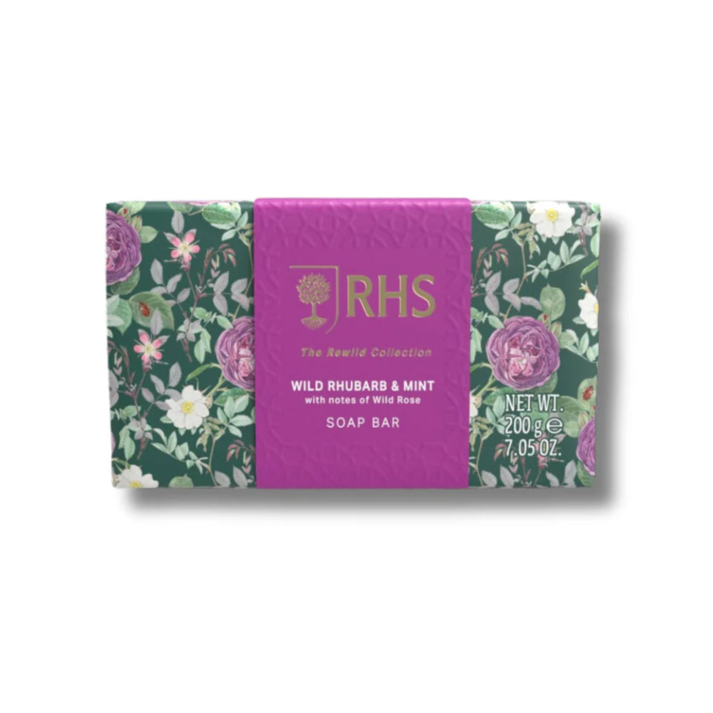 RHS The Rewild Collection Soap Bar Wild Rhubarb & Mint 200g