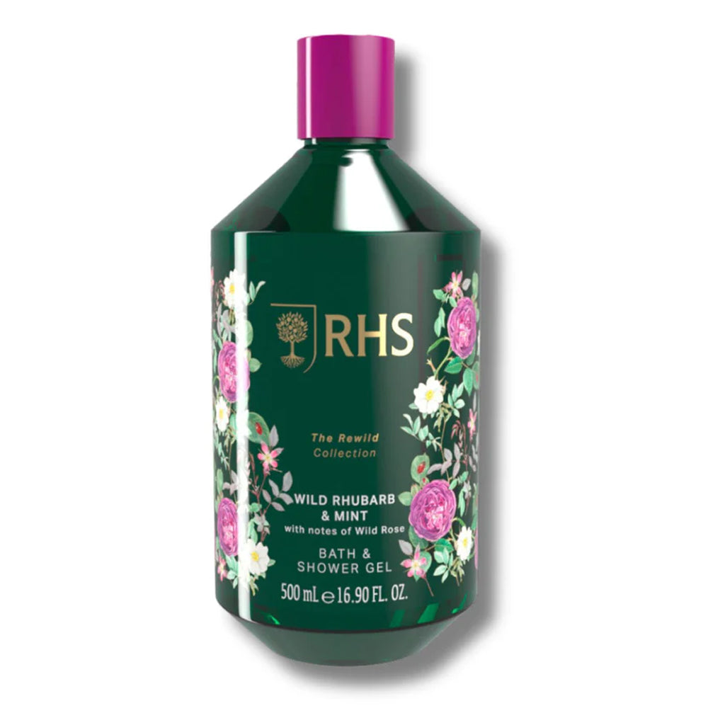 RHS Rewild Rhubarb and Mint Shower Gel 500ml