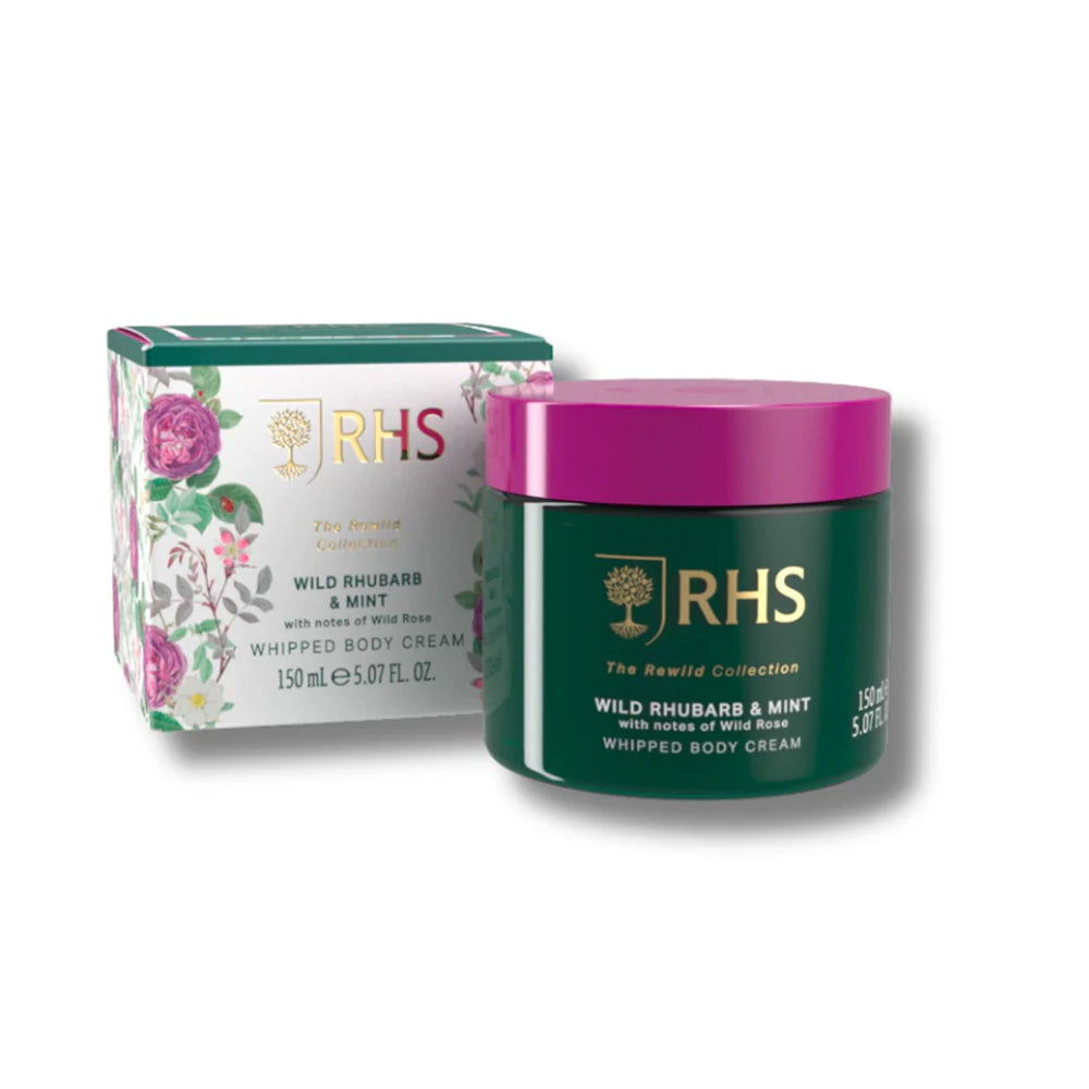 RHS The Rewild Collection Wild Rhubarb & Mint Whipped Body Cream